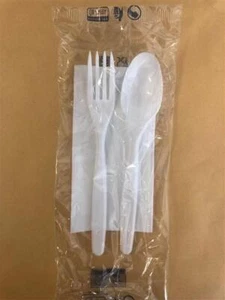 BIS POSATE MONOUSO IN PLASTICA BIANCA 1000 PZ CON TOVAGLIOLO IMBUSTATO RIUSO-FOR - Imagen 1 de 1