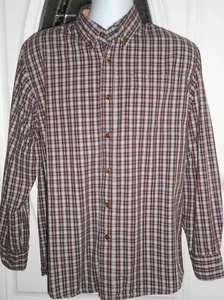 Lee Shirt Men's M Long Sleeve Button Down Burgundy & Gray Plaid Shirt EUC - Picture 1 of 2