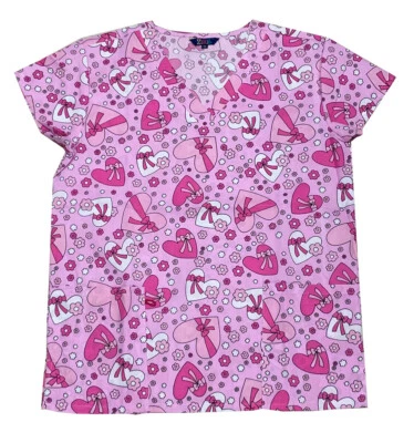 Mujeres Moda Médica Enfermería Prendas para el torso Rosa Corazón Lazos Rosa Caliente Bungee S Foto 1 de 2