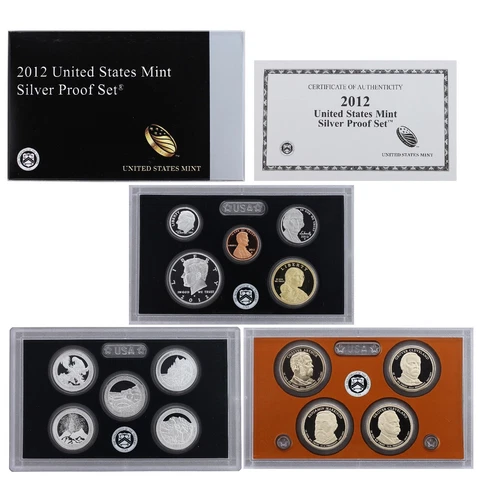 2012 S Proof Set Original Box & COA 14 Coins 90% Silver Cover