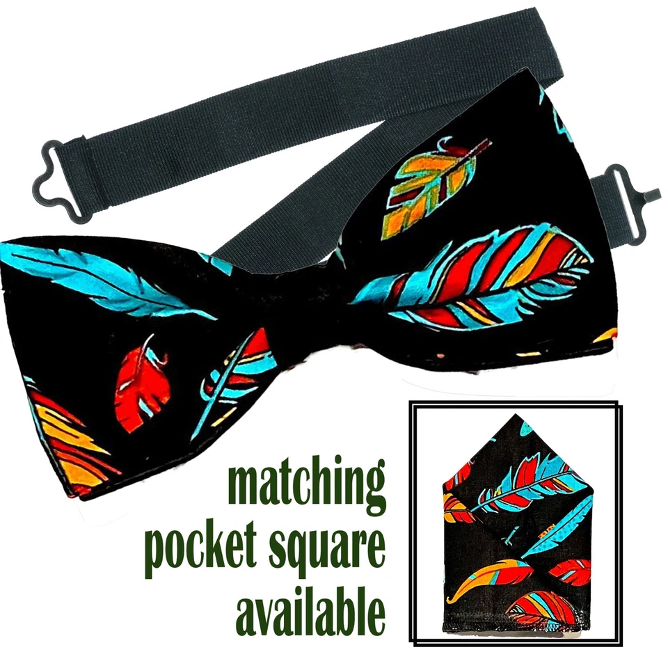 Gravata borboleta de penas e bolso quadrado casamento formatura festa de ano novo formal Natal - Imagem 1 de 1