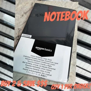 AmazonBasics Classic Lined Notebook, 240 Pages, Hardcover - Ruled Black Journal - Picture 1 of 11