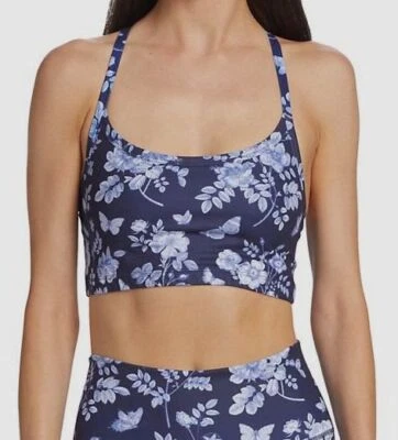 71 美元 Terez 女式蓝色花卉印花 Y 背胸罩运动文胸 L 码 — 第 1/4 张图片