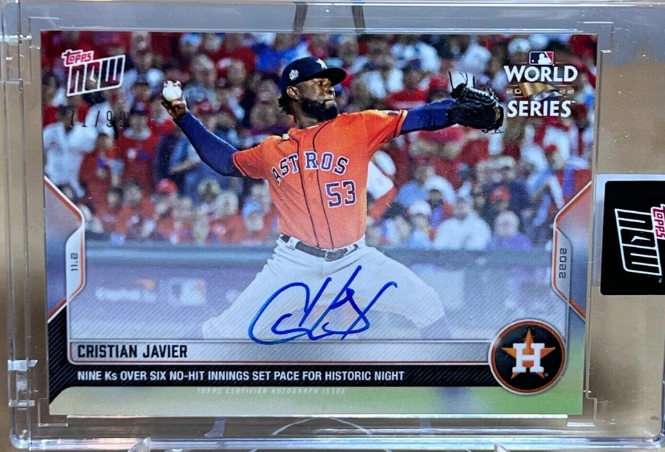 CHRISTIAN JAVIER * NO-HITTER AUTO * 2022 TOPPS NOW WORLD SERIES /99 1149A ASTROS - Image 1 of 4