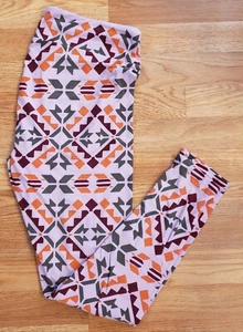 Leggings LuLaRoe TC púrpura/rosa gris geométrico azteca alto curvilíneo talla grande 12-18 - Imagen 1 de 7