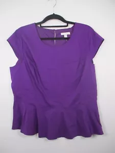 NWT $46.95 XL New York & Company Round Neck Cap Sleeve Stretch Blouse - Picture 1 of 12
