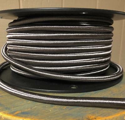14 Gauge Cloth Covered 3-Wire Cord, Pewter Color - Electrical Power Cable Per Ft - Image 1 of 4