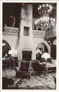 RPPC Death Valley California Scotty's Castle 2-Story Living Room Interior 1930s - Picture 1 of 2