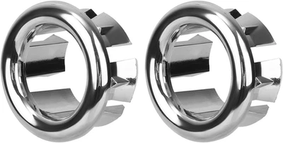 Anillo de ajuste de desbordamiento de fregadero cromado - Paquete de 2 tapas de cubierta de drenaje de ajuste universal Foto 1 de 4
