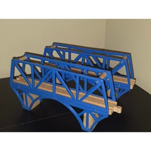 Thomas & Friends Wooden Train Railway Sodor Bay Bridge 2x Blue Suspension Bridge - Picture 1 of 7