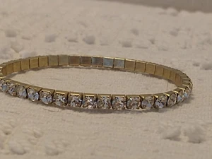 DIAMANT HOCHZEIT STRETCH ARMBAND~GEZACKT~KUNST~GLAS STRASSSTEINE~FORMELL~HÜBSCH - Bild 1 von 4