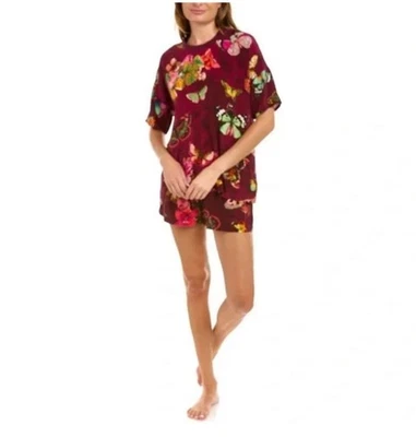 Conjunto de pijama corto de seda Johnny Was Red Annalyn XLarge XL NUEVO CON ETIQUETAS Foto 1 de 2