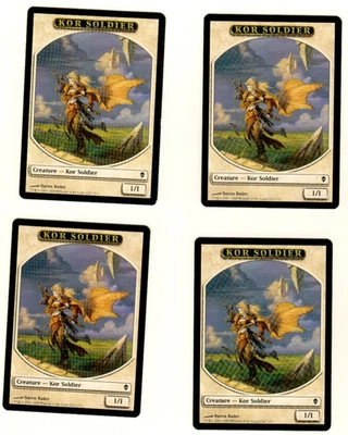 Set Of 4 Kor Soldier Token Zendikar 3/11 Magic The Gathering Card - Image 1 of 4