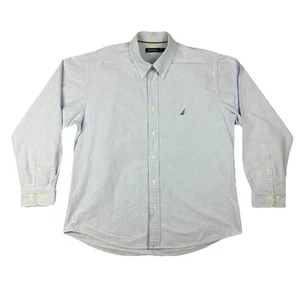 Nautica Mens Long Sleeve B/Down Collared Shirt Size L Blue Embroidered Sail logo - Picture 1 of 10