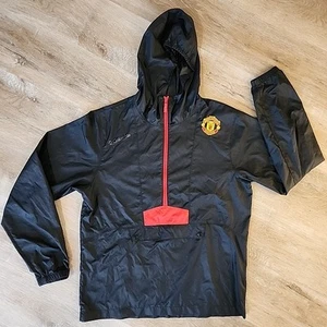 Columbia Manchester United Black 1/4 Zip Windbreaker Jacket Sz M Mens - Bild 1 von 9