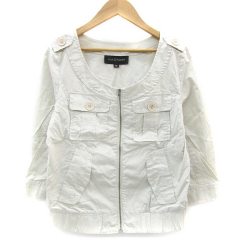 OFF WHITE Giacca senza colletto JILL STUART media lunghezza zip M bianco sporco YM28 usata 982176c739