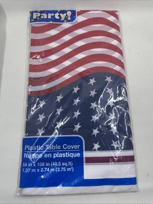 Mantel Plástico 54" x 108" Patriótico Rojo Blanco Azul Mantel  Foto 1 de 4
