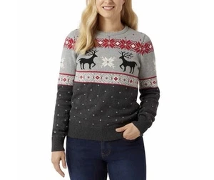 Suéter Chaps Mujer Multicolor Vacaciones Cuello Redondo Algodón Navidad Nuevo con Etiquetas Talla S - Imagen 1 de 6
