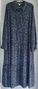 Whistles, Blue & Black Long Sleeved Long Dress, Size 16 - Picture 1 of 11