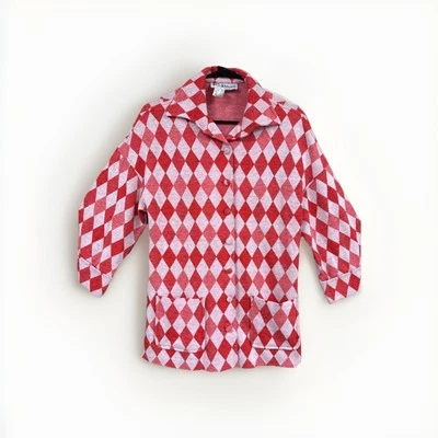 VTG 70s Fred Rothschild Red Argyle Knit Button Cardigan Sweater Wisconsin Badger - Image 1 of 4