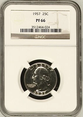 1957 25C Proof Washington Quarter Dollar NGC PF66        3512464-024 - Image 1 of 2
