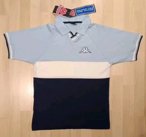 Vintage Kappa 90s Y2K Granvik V-Neck Polo Sky/Ice/Navy Size S P2P 19" WITH TAGS - Picture 1 of 12