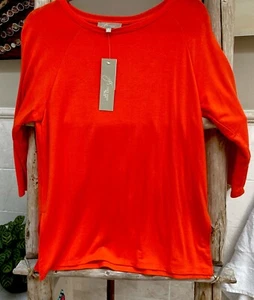 JOAN VASS long sleeve comfy top; side slit NWT Orange think Halloween PL runs L! - Picture 1 of 4