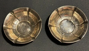 Antique Pair of Dutch Arts & Crafts Era Hammered 833 Silver Salt Cellars Ca1910 - Picture 1 of 5