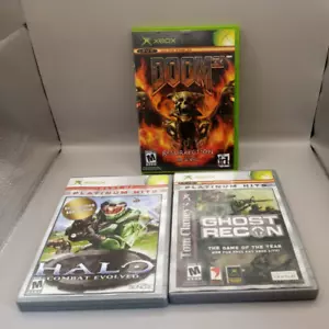 Xbox Shooter Game Lot (3) Doom 3 Resurrection, Halo: Combat Evolved, Ghost Recon - Picture 1 of 8