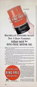 VINTAGE 1940s Print Ad ~ Macmillan Ring-Free Motor Oil ~ New 1-Quart Container - Picture 1 of 1