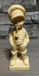 Vintage 6" A. Santini Boy Child w/Pipe Sculpture Classic Figure Art Figurine - Picture 1 of 7