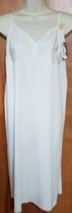 Vintage Vanity Fair Night Gown White W/ Lace Trim Silky Bridal Slippery Size L - Picture 1 of 4