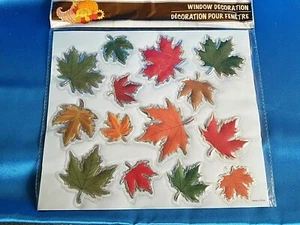 Metallic Fall/Autumn Window (Stickers) Decoration- Fall Colored Leaves - Picture 1 of 6