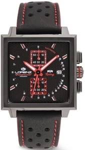 LORENZ GRANPREMIO 030249AA Reloj Hombre Cronógrafo Cuadrado Negro Y Rojo De Piel - Imagen 1 de 1