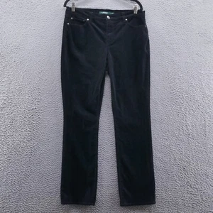 Lauren Ralph Lauren Womens Corduroy Pants 12 Black Mid Rise Casual Stretch - Picture 1 of 14