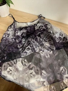 new york and company strap blouse medium purple/beige - Picture 1 of 3