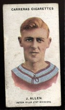 Tobacco Card, Carreras, FOOTBALLERS, 1934, J Allen, Aston Villa, #48