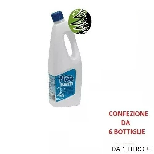 6 BOTTIGLIE DISGREGANTE PER WC CHIMICI,IGIENIZZANTE,CAMPER,BARCHE,FLOW KEM - Immagine 1 di 1