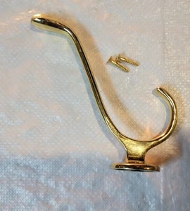 Vintage Solid Brass Coat Hook with Mounting Screws - Picture 1 of 11