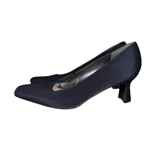 Stuart Weitzman Vintage 80er Damen-Pumps eckige Zehenpartie marineblau Größe 8B Karriere - Bild 1 von 13