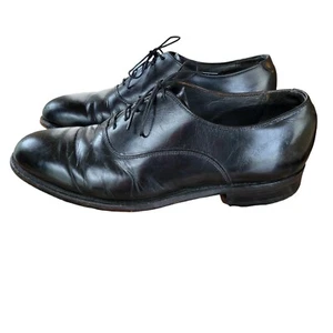 Bostonian Footsaver USA Mens 8.5 Plain Toe Black Leather Dress Oxford Shoes Vtg. - Picture 1 of 24