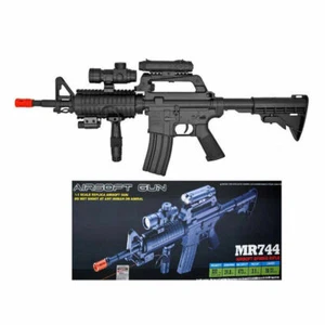 New Well M4A1 MR-744 Spring Airsoft Rifle Gun w/ Crosshair Scope & Flashlight - Picture 1 of 1