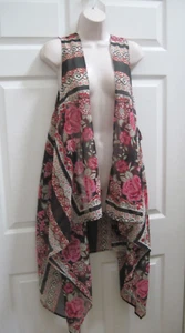 zoe & rose Women's Bohemian Kerchief Jacket Sleeveless Flower Print - Picture 1 of 8
