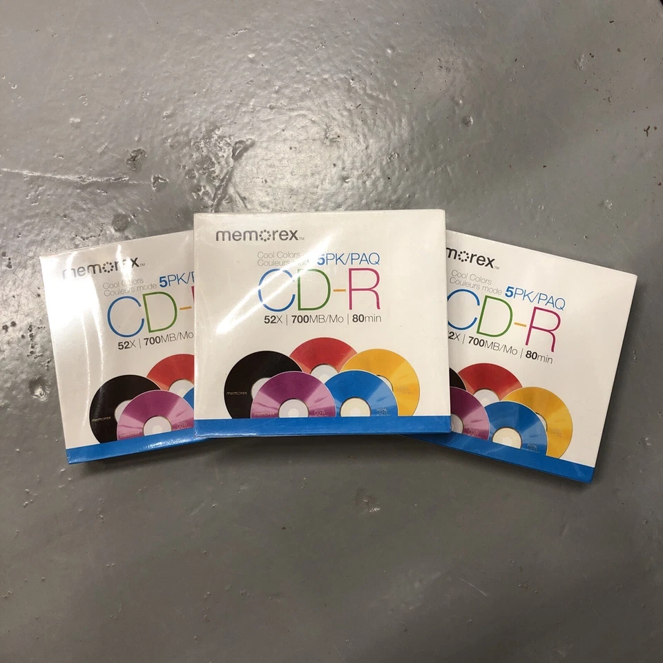 Memorex Cool Colors CD-R 52X 700MB 80 min (5 Pack) Blank Media