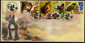 2014 Squirrel/Hazelnut,Grapes,Bear,Wild boar,Hazelnuts,Starling,Romania,6861-FDC - Picture 1 of 1