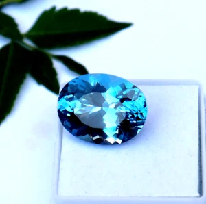 Natural 8.30 Ct Certified Brazilian Oval Cut Ocean Blue Aquamarine Gemstone - Picture 1 of 7