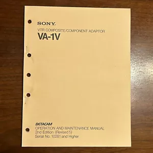 SONY VTR COMPOSITE COMPONENT ADAPTOR Operations & Maintenance Manual VA-1V 1986 - Picture 1 of 15