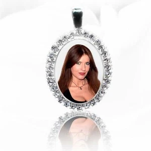 Pendente con Foto Personalizzata Argento 925 Ellisse con Zirconi - Imagen 1 de 2