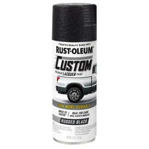 Rugged Black Custom Premium Lacquer spraY Paint metal plastic Rust-Oleum 323350 - Picture 1 of 12