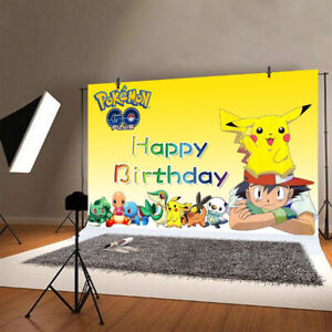 Pokemon Photography Backdrop Birthday Party Boy Pikachu Photo Background Banner